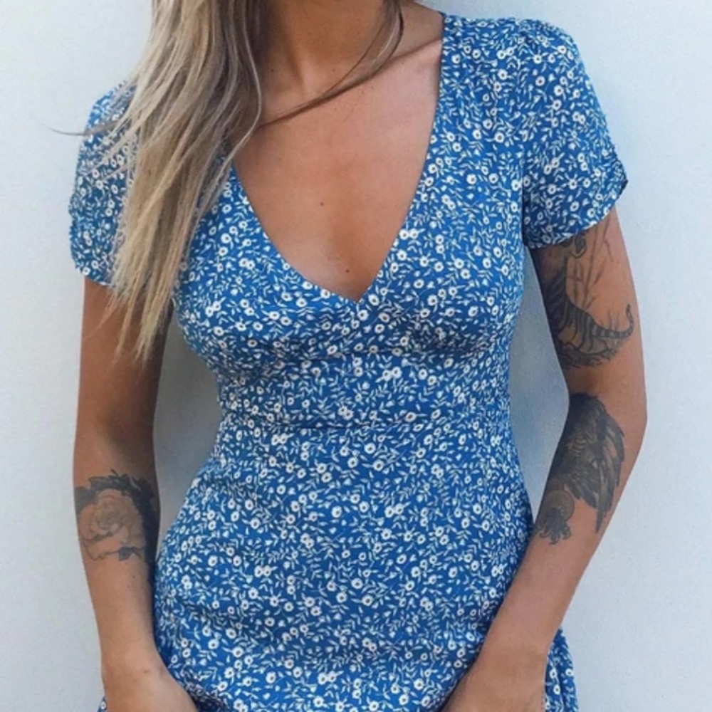 Princess Polly The Sting Mini Blue Dress - Size 2